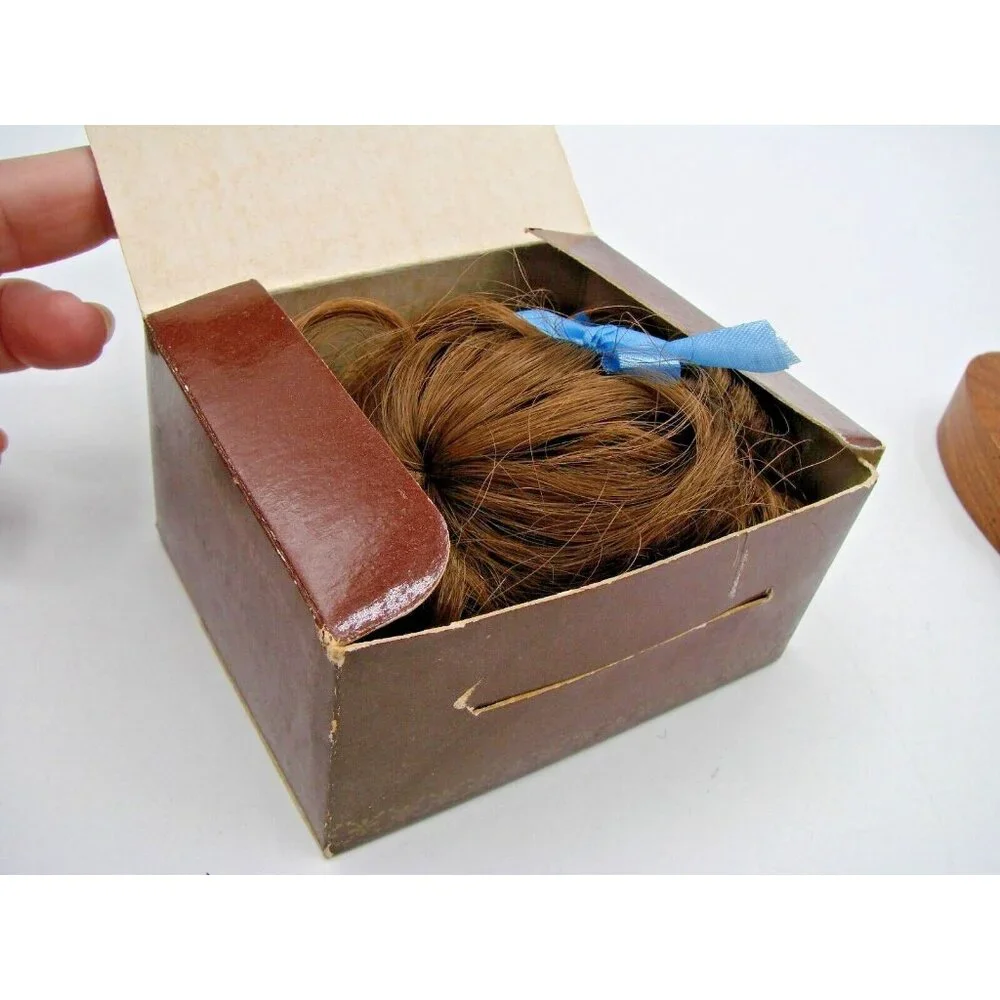 Modacrylic Doll Wig Nicole Light Brown Size 6-7 French Curl Ringlets Bow w/ Box